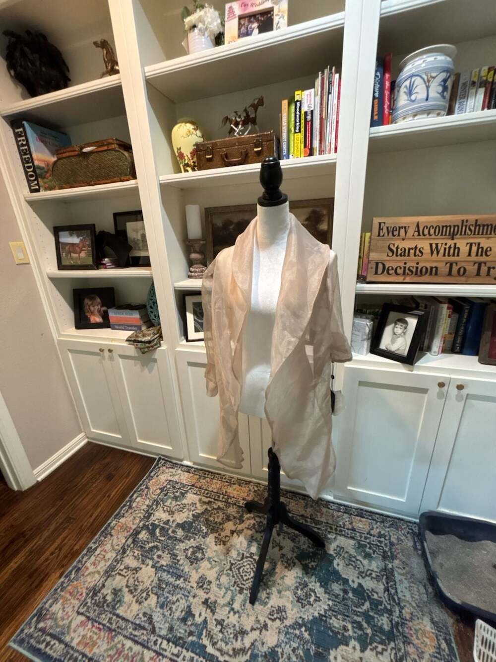 Adrianna Papell Sheer Open Front Evening Bolero Jacket